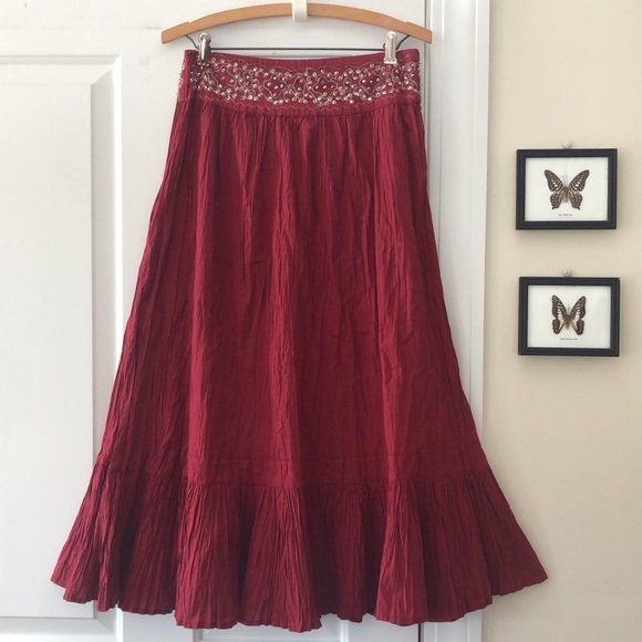 Vintage Dresses & Skirts - VTG Nepal Boho Crinkle Skirt